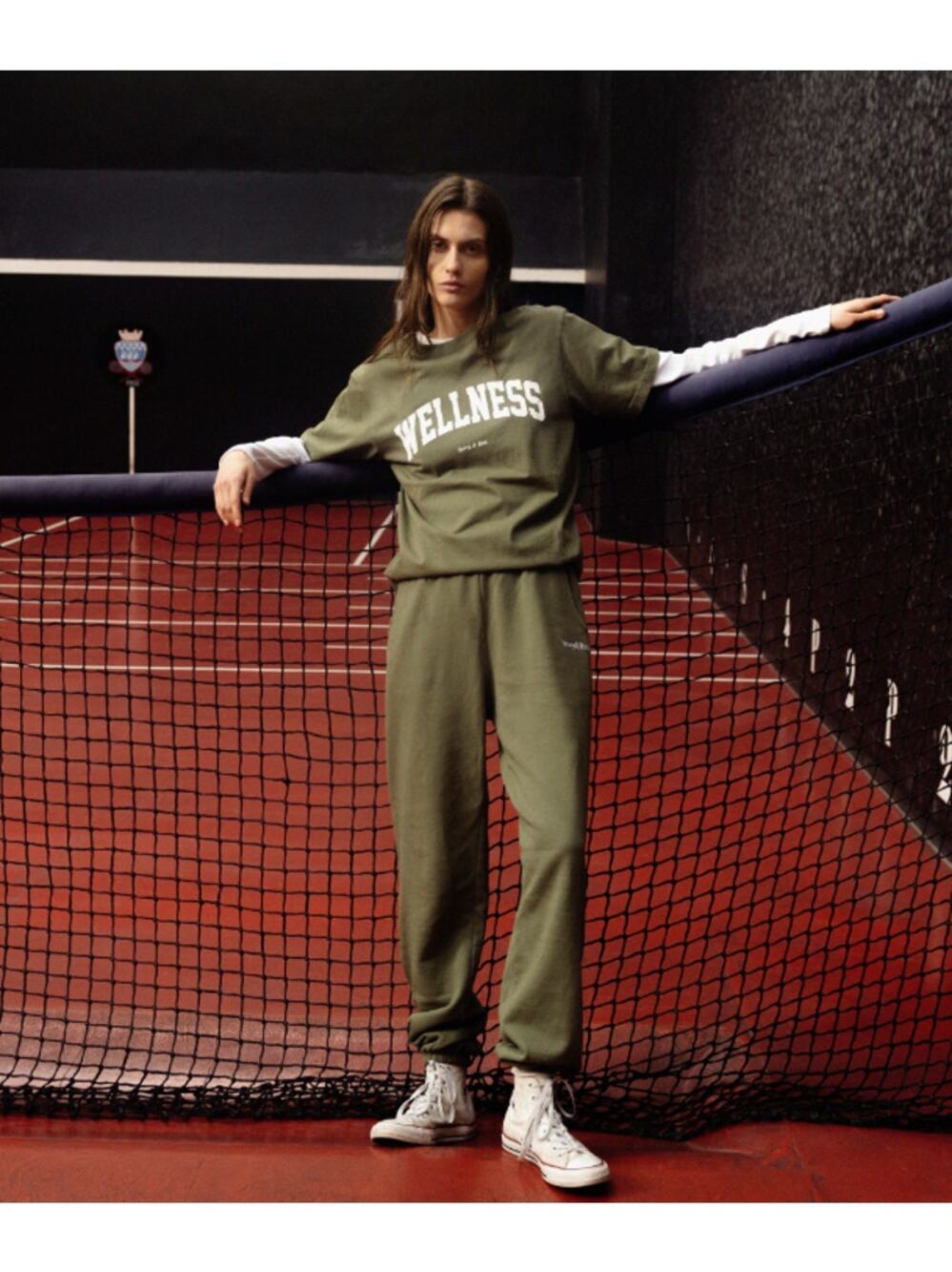 Sporty & Rich Pants Women Small Serif Logo Embroidered Sweatpant Sporty Ivy Chic